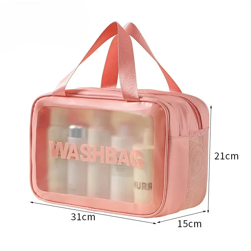 Dry-Wet Separation Toiletry Bag — Double-Layer PU Travel Cosmetic Pouch
