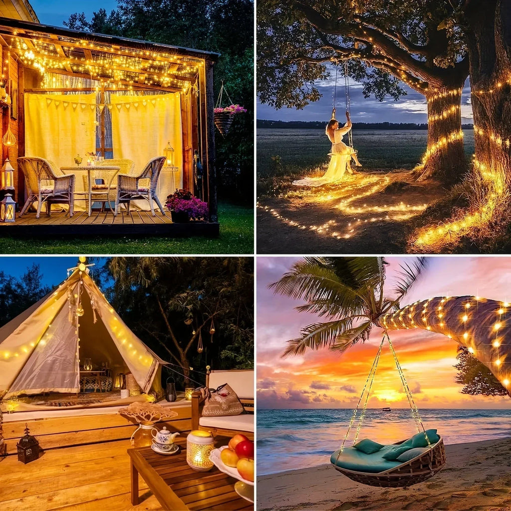 Solar Copper Wire Fairy Lights — 8 Modes, Waterproof, Indoor & Outdoor