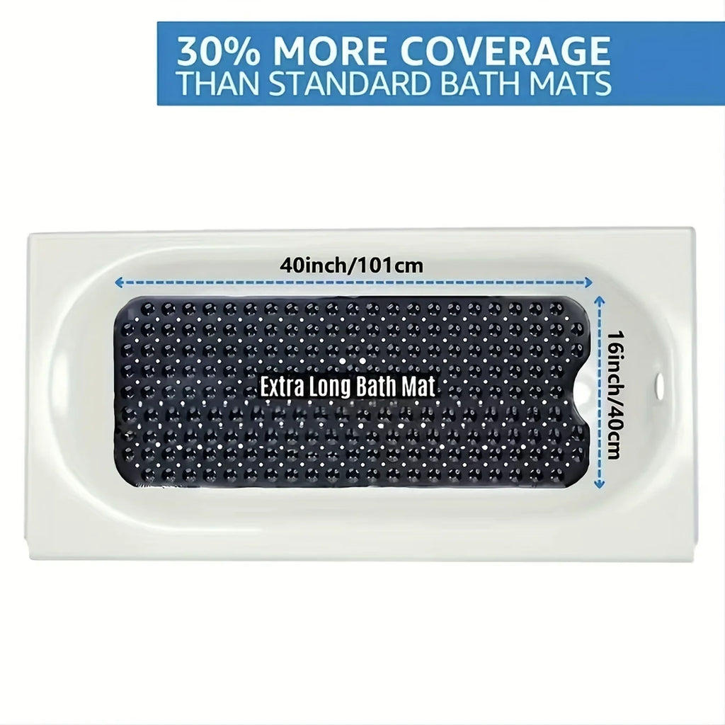 PVC Non-Slip Shower Mat with Suction Cups & Drain Holes — Machine Washable