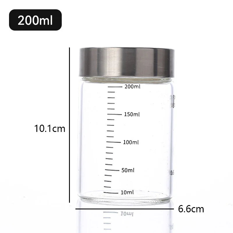 Airtight Glass Storage Cup with Measurement Scale — Heat-Resistant, Portable
