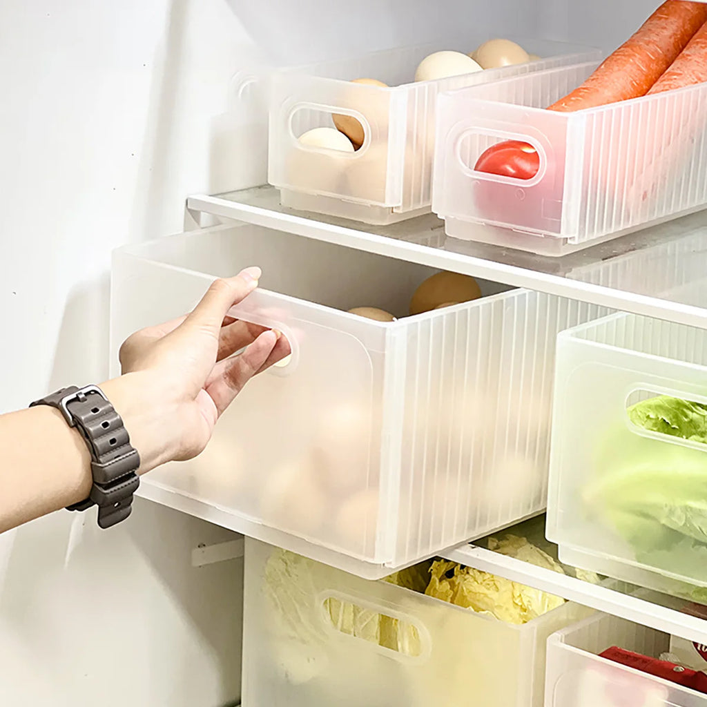 WORTHBUY Folding Fridge Storage Box — Pull-Out, Fruit & Vegetable Organizer