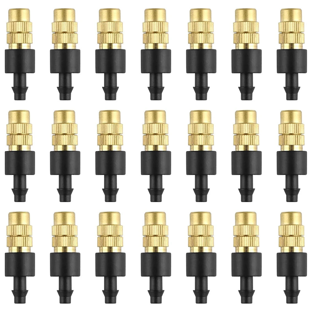 Adjustable Brass Micro Garden Sprinklers – 1/4" Atomizer Nozzles for Drip Irrigation (10 pcs)