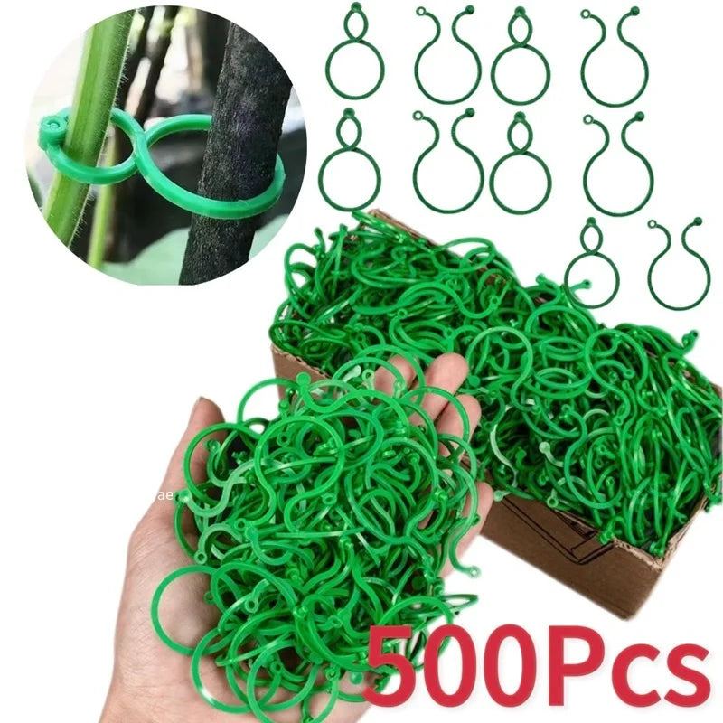 Garden Vine Strapping Clips – Figure-8 PE Buckle Ring for Tomatoes, Grapevines & Climbing Plants (50/100/500 pcs)