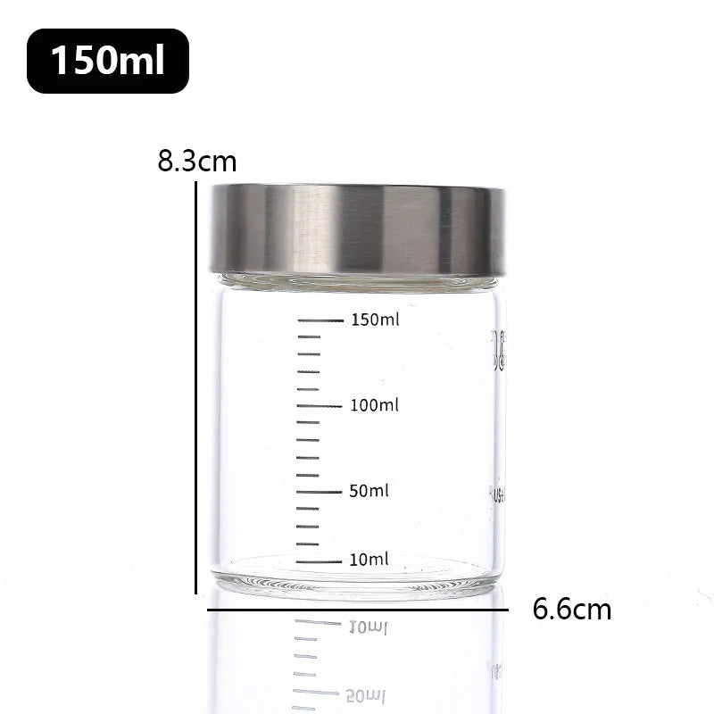 Airtight Glass Storage Cup with Measurement Scale — Heat-Resistant, Portable