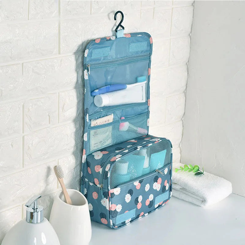 Foldable Hook Cosmetic Bag — Waterproof Travel Makeup Organizer, 24×19cm