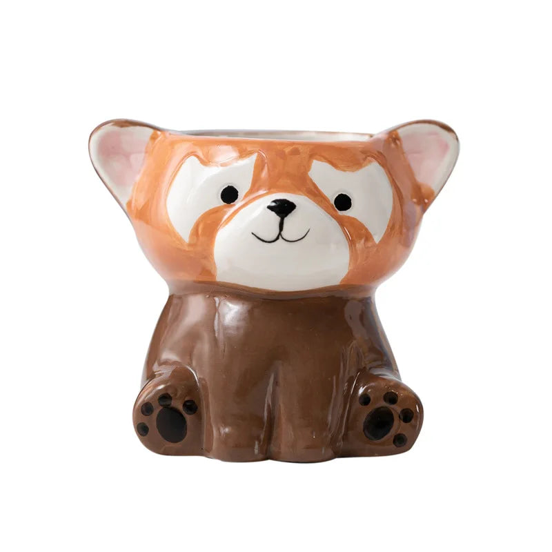 Cartoon Animal Ceramic Flower Pot – Cute Dog & Tiger Desktop Planter