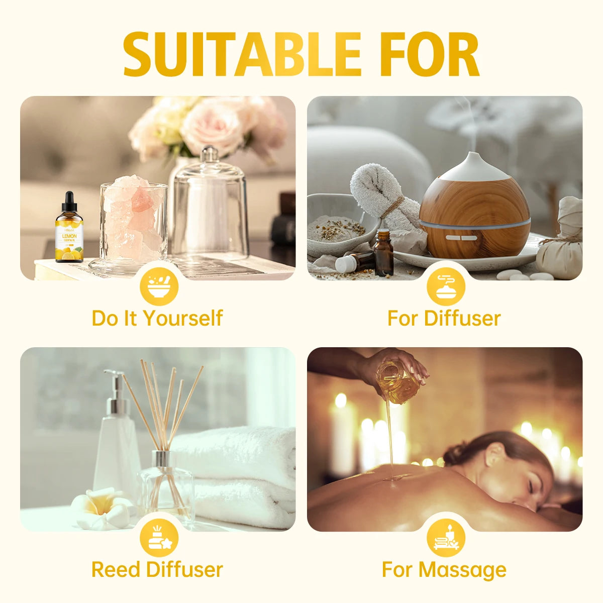 Lemon Pure Essential Oil — 30ml, 60ml or 100ml — Aromatherapy, Hair & Body Care