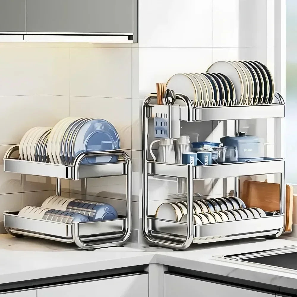 Stainless Steel Multilayer Dish Drying Rack — Rustproof, Space-Saving