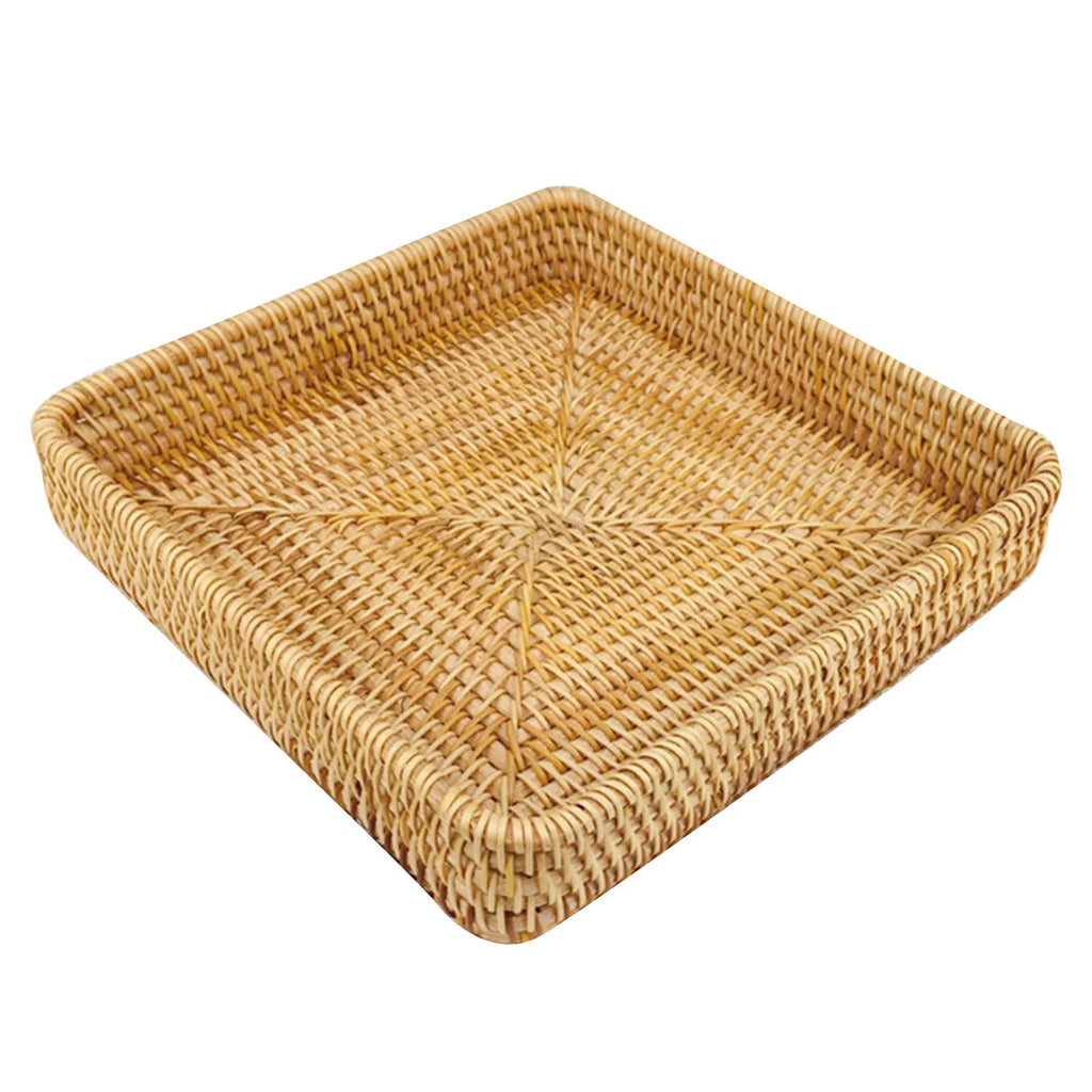 Hand-Woven Rattan Serving Tray — Multipurpose, Indoor & Outdoor