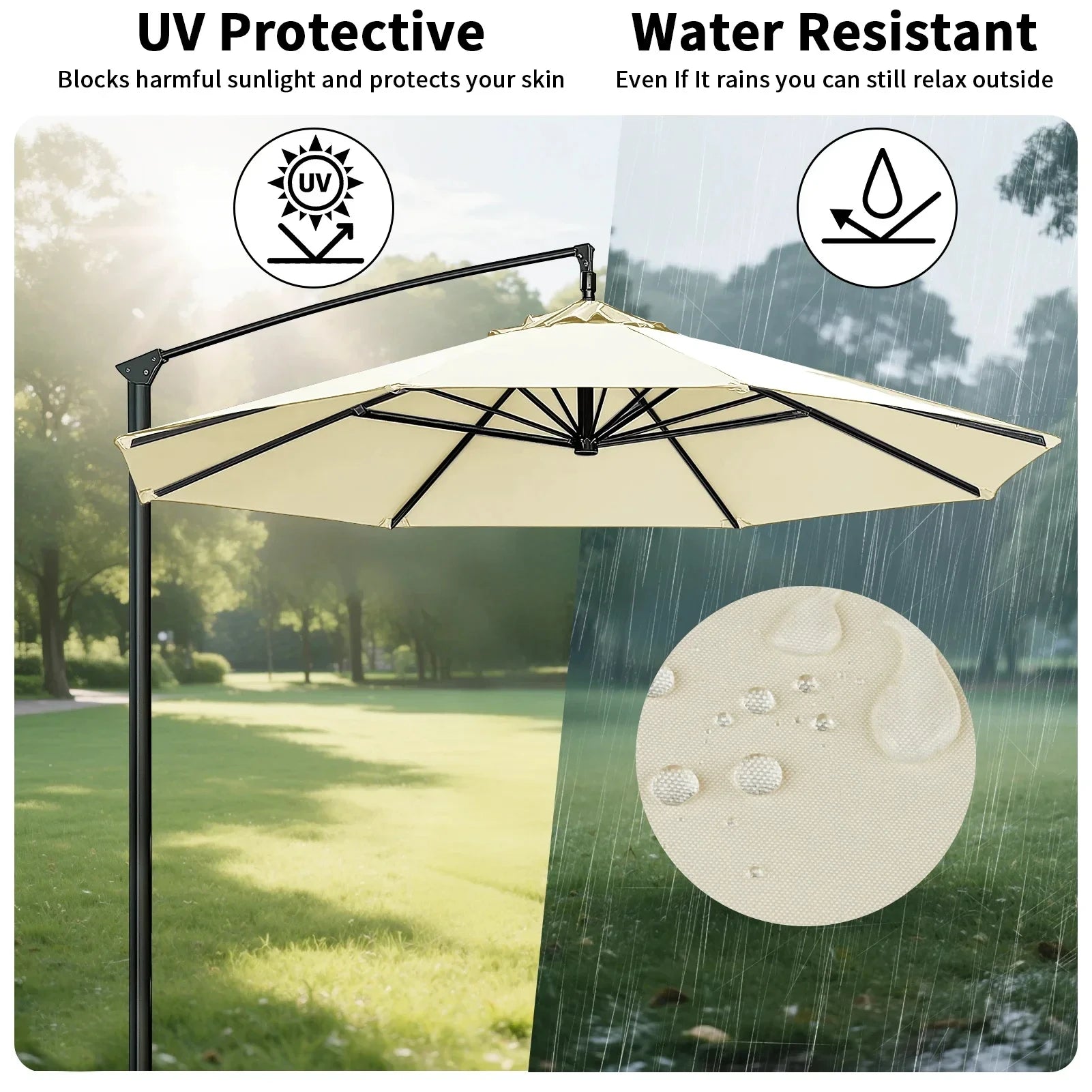 Replacement Parasol Canopy Cover – Polyester Waterproof 2–3m for 6/8 Ribs