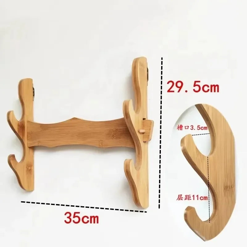 Wall-Mounted Katana Sword Display Rack — Japanese Samurai Decoration