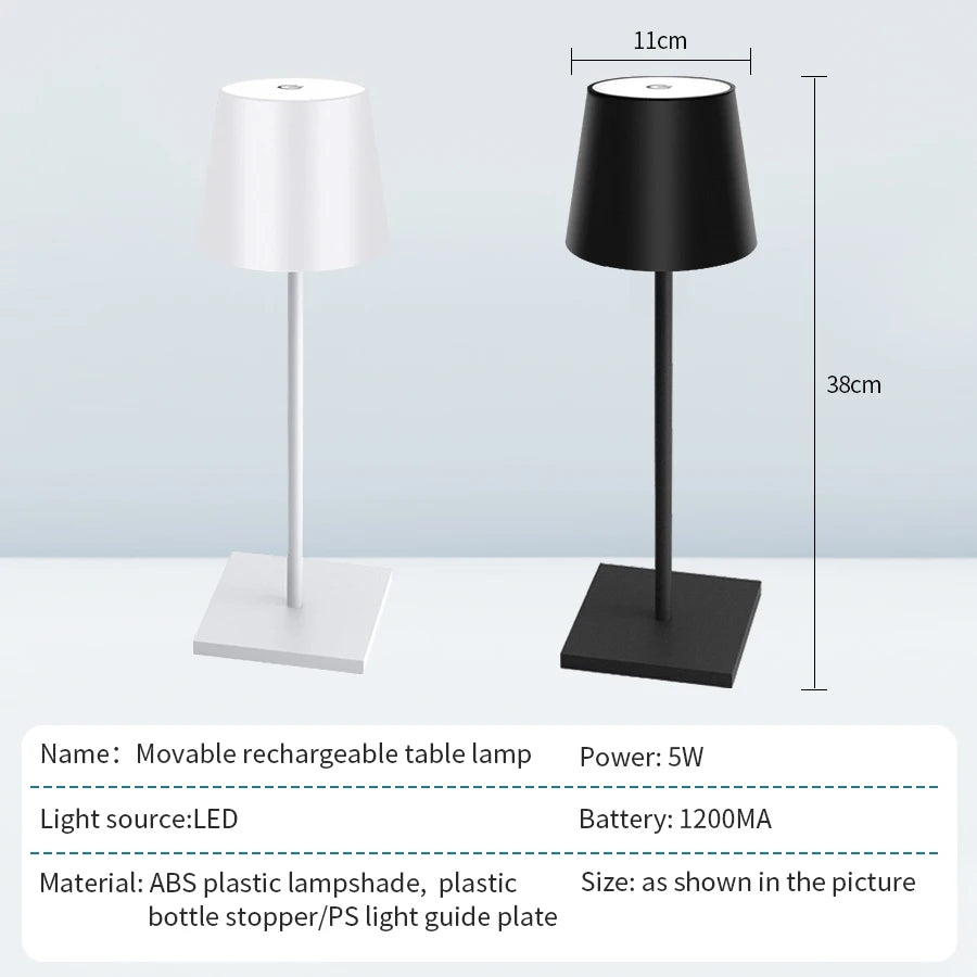 Rechargeable LED Desk Lamp — Touch Dimming, 3 Colour Temperatures
