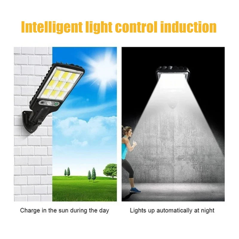 ZTree Solar Security Wall Light – COB LED Motion Sensor with 3 Modes for Garden, Courtyard & Patio (IP65)