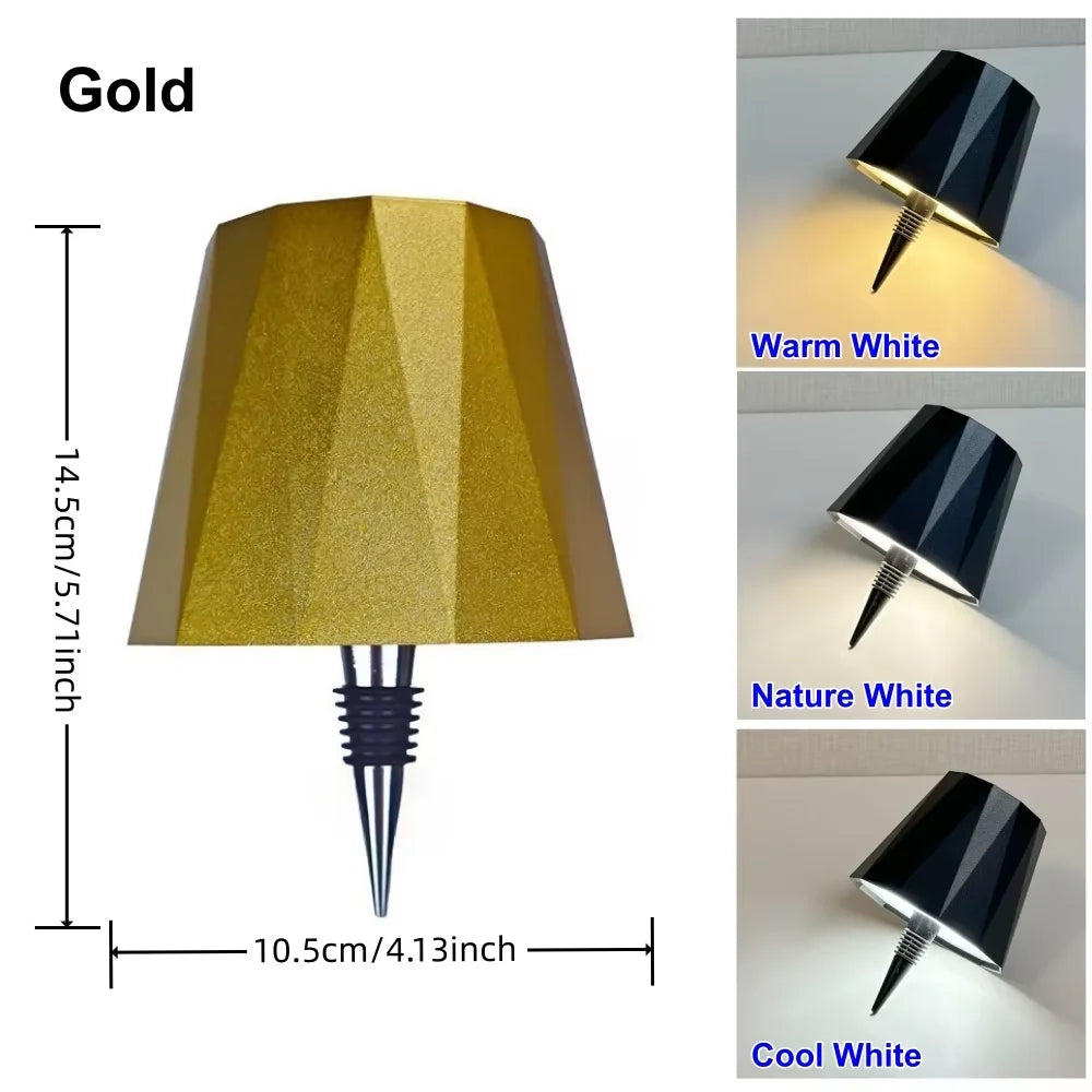 Wireless LED Wine Bottle Table Lamp — Touch Dimming, 3 Colour Temperatures