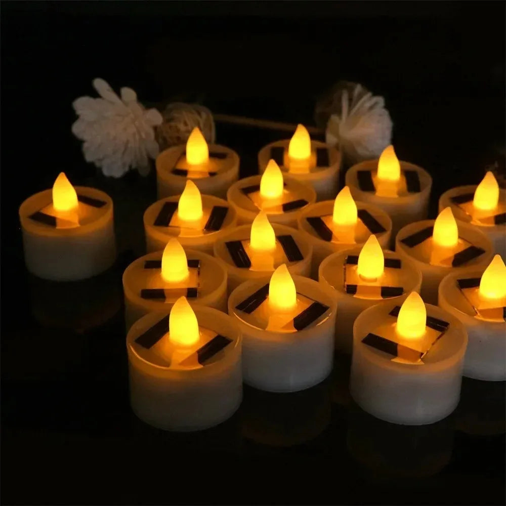 Solar Flameless LED Tea Light Candles – Waterproof Warm Flicker for Garden & Party (1–10 pcs)