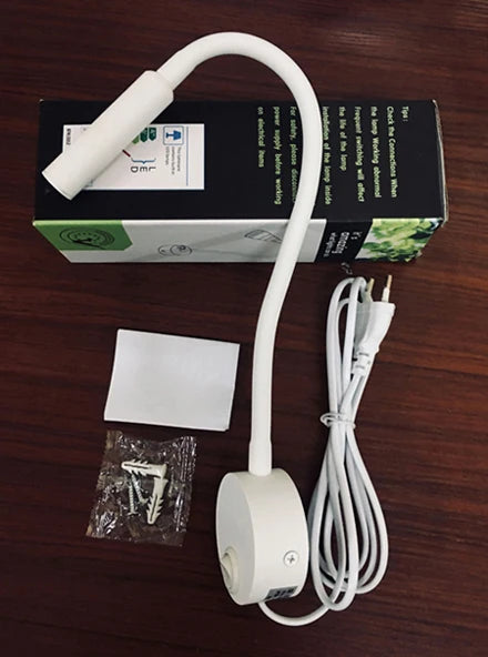 3W LED Reading Wall Lamp — Flexible, Plug-In, Black, Silver or White
