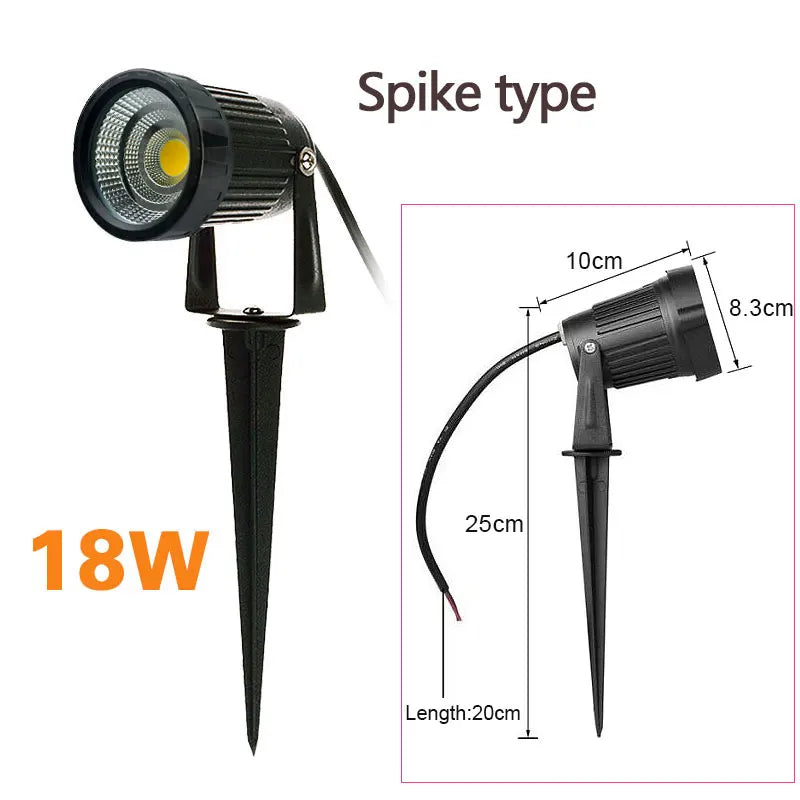 teetealy LED COB Spike Lawn Lamp – 5W–20W Garden Path Spotlight IP65