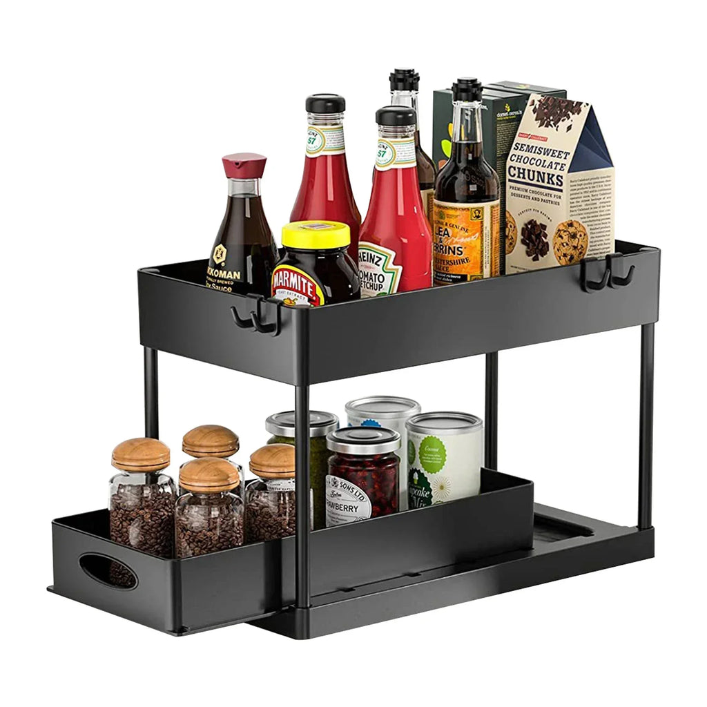 2-Tier Under Sink Organizer with Hooks & Cup Holder