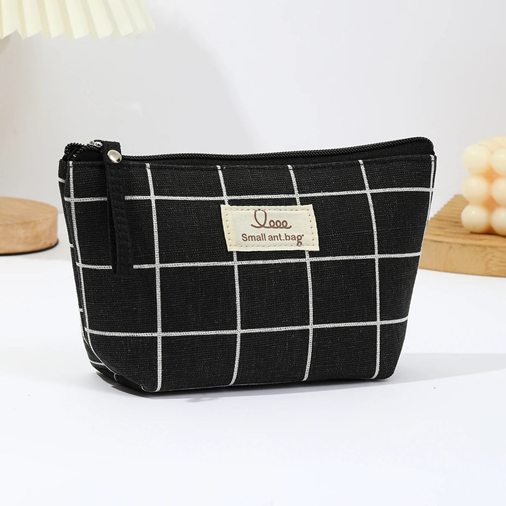 Canvas Travel Makeup & Pencil Case — Compact Zipper Pouch, 15×12×6cm
