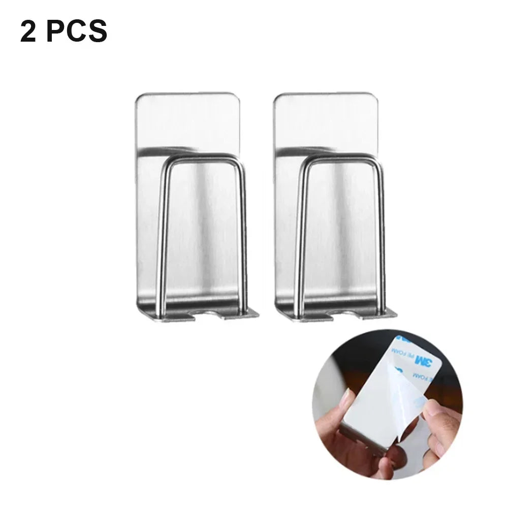 2-in-1 Stainless Steel Toothbrush & Cup Holder — No-Drill Wall Mount, 7.9×4cm