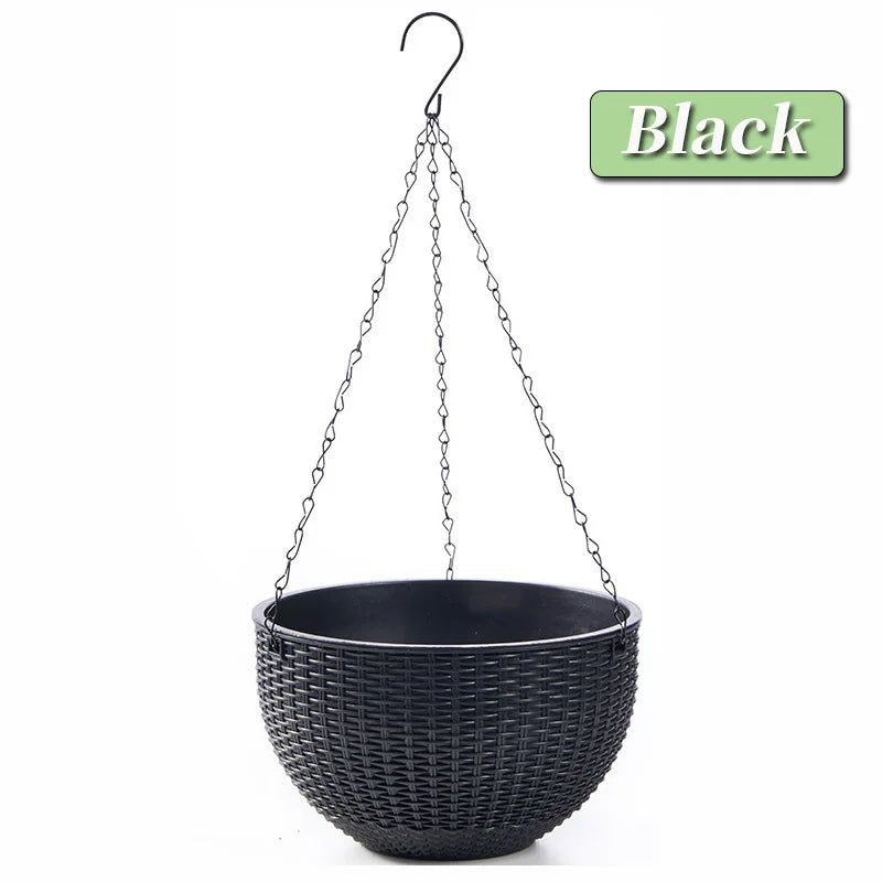 Hanging Hanging Plastic Flower Pot European Style Honeycomb Pattern Imitation Rattan Flower Pot Hanging Indoor Hanging Basket