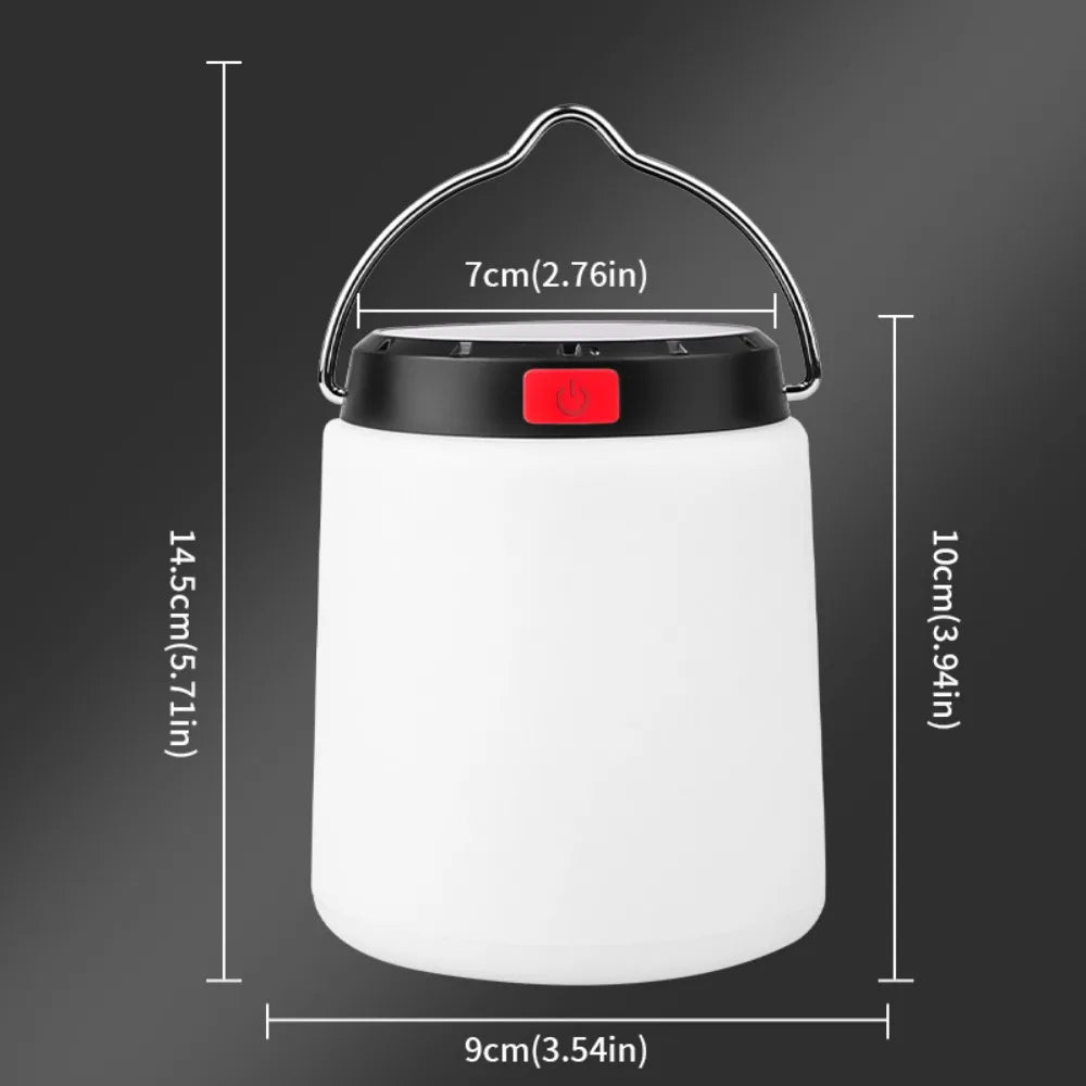 Solar LED Camping Lantern – IPX4 Waterproof Portable Emergency Light with 3 Modes & USB-C Charging