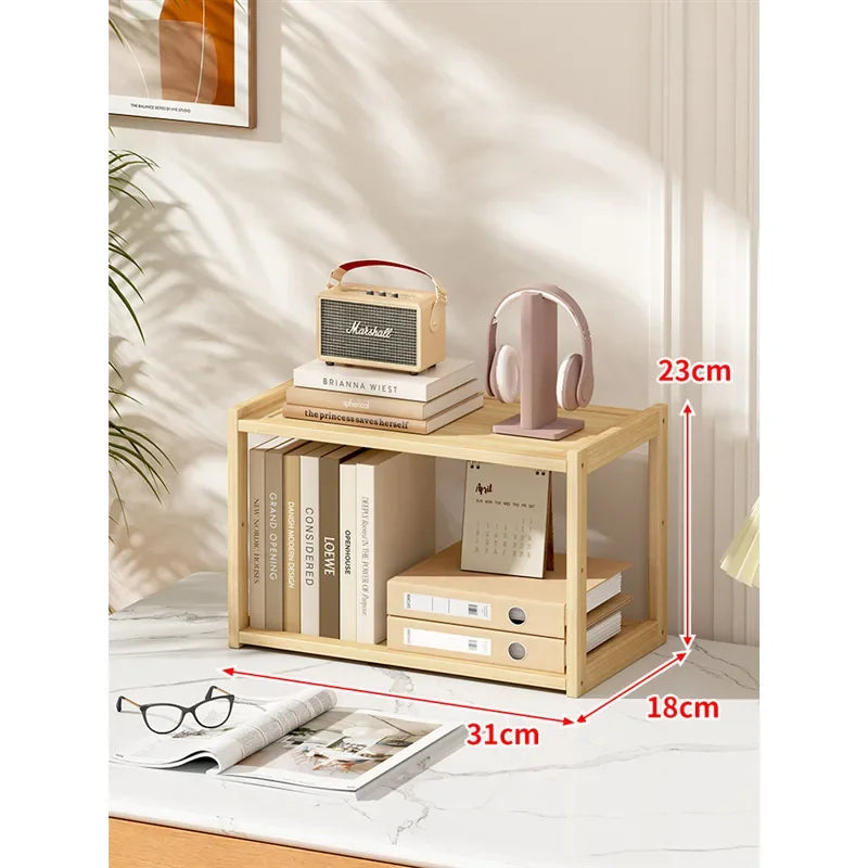 Wooden Desktop Storage Rack — Multi-Layer Organizer for Office & Home