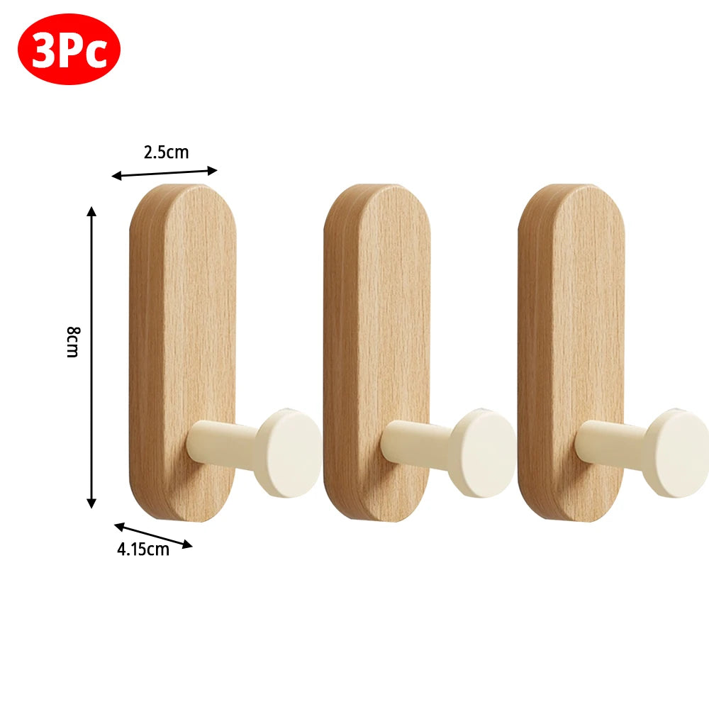 Self-Adhesive Wooden & Aluminium Wall Hook — No-Drill Key & Coat Hanger