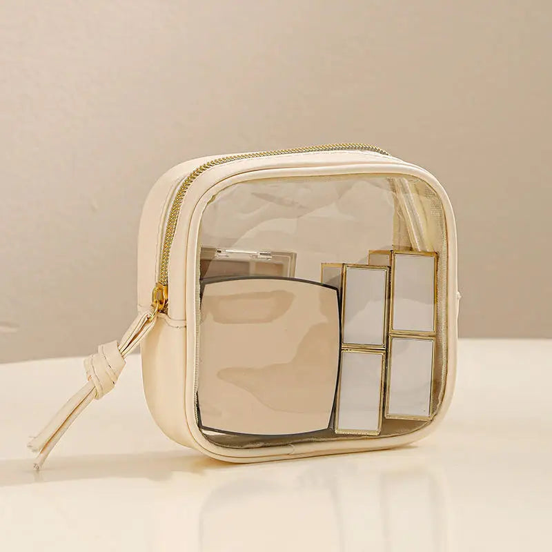 Large Capacity Transparent PVC Makeup Bag — Waterproof Travel Cosmetics Organizer