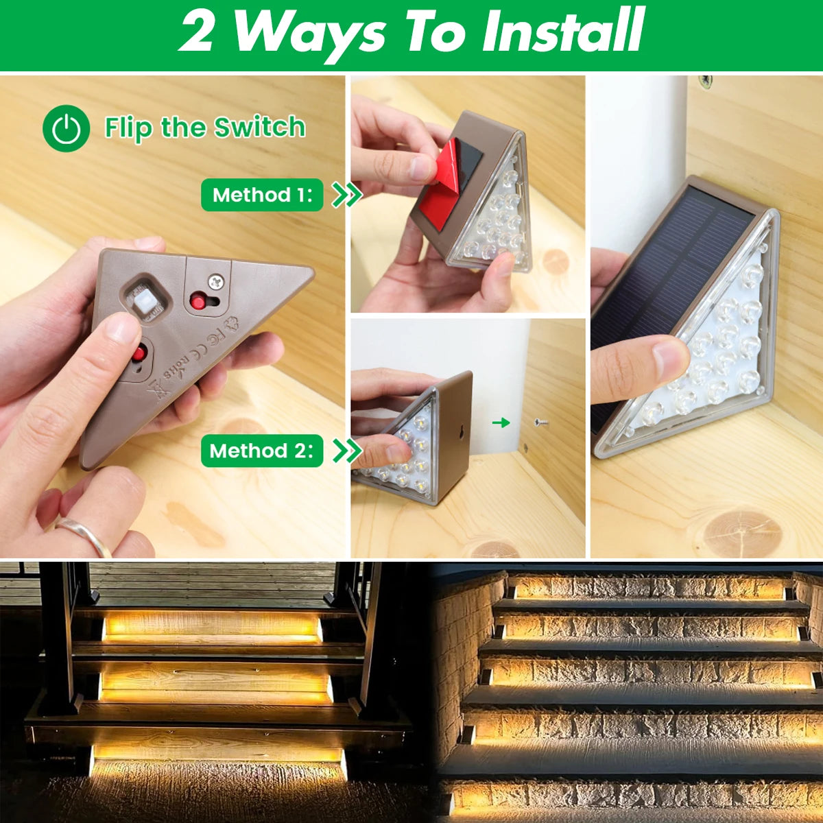 LED Solar Step & Stair Lights – IP67 Waterproof Outdoor Deck & Path Lights for Yard & Garden