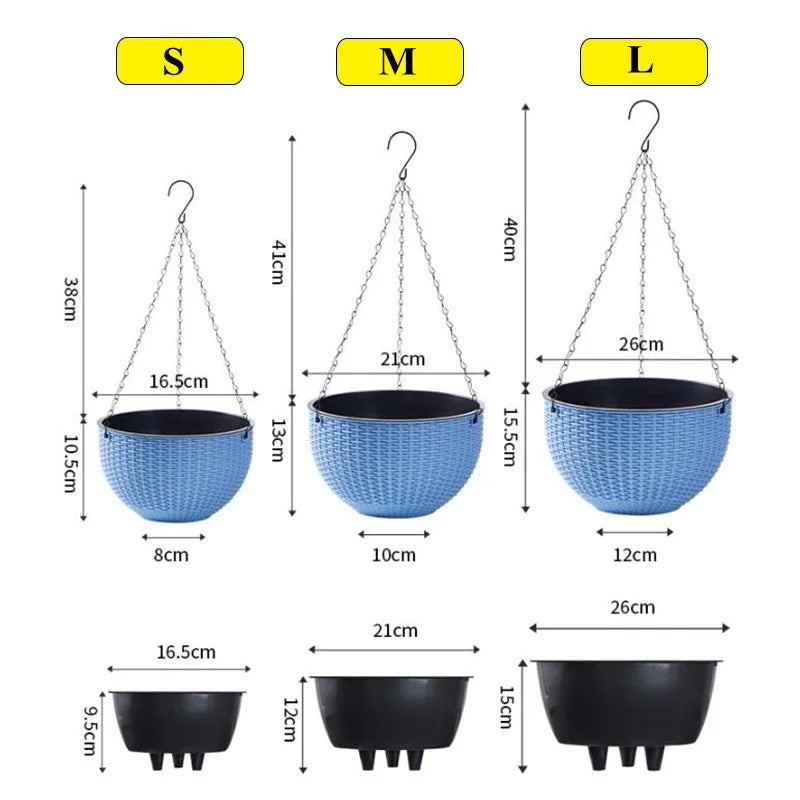 Hanging Hanging Plastic Flower Pot European Style Honeycomb Pattern Imitation Rattan Flower Pot Hanging Indoor Hanging Basket