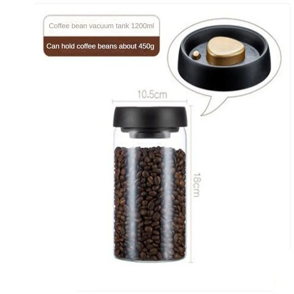 Vacuum-Pump Glass Coffee Storage Jar — Airtight, Minimalist Design