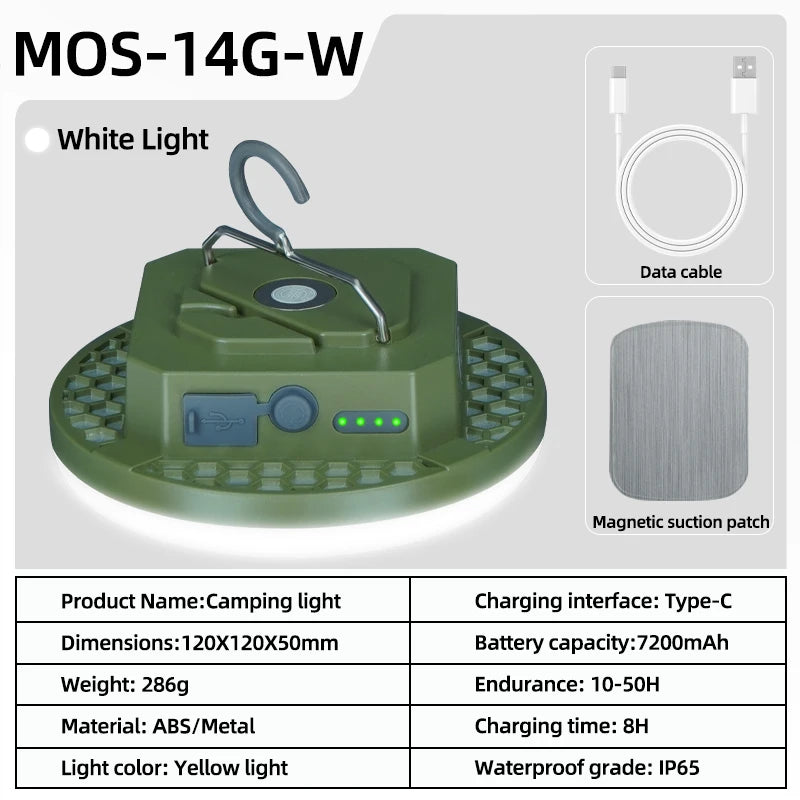 MOSLIGHTING Rechargeable LED Camping Lantern – Portable 15W/30W Emergency Light for Camping, Hiking & Outdoor Use