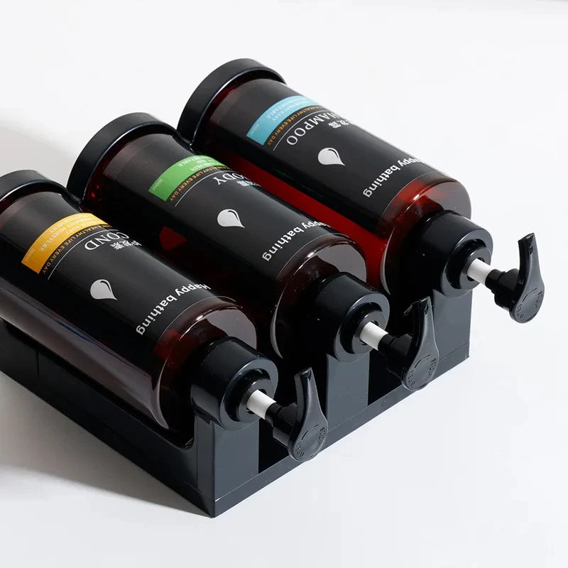 Dual Wall-Mount Soap Dispenser — No-Drill, Separate Shampoo & Shower Gel Bottles