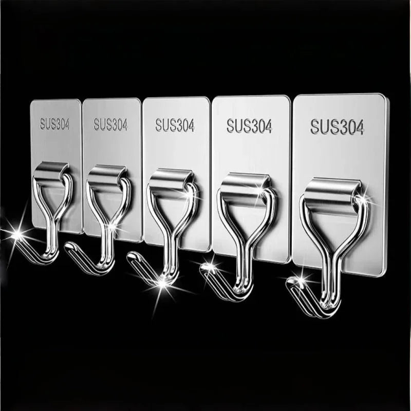 Self-Adhesive 304 Stainless Steel Wall Hook — Towel & Coat Hanger