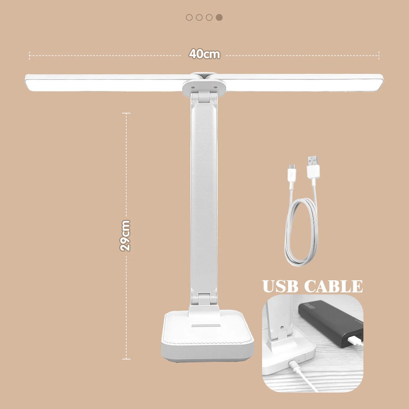 Foldable USB Rechargeable Desk Lamp — Touch Dimming, 3 Colour Modes
