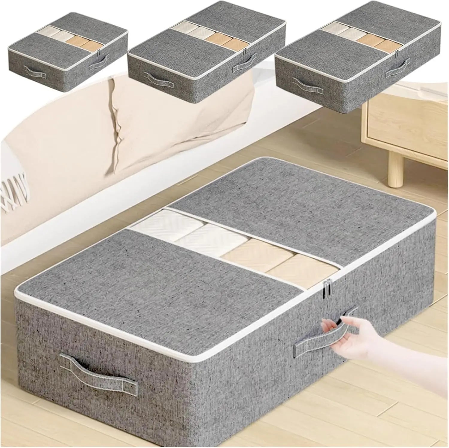 Foldable Under-Bed Storage Bin with Zipper