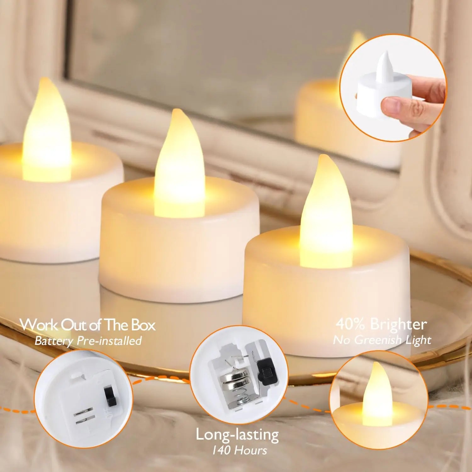 6-96Pcs Flameless LED Candle Creative wishing Led Tea Light Warm White Flameless Candle Halloween Christmas Decor Candle Light