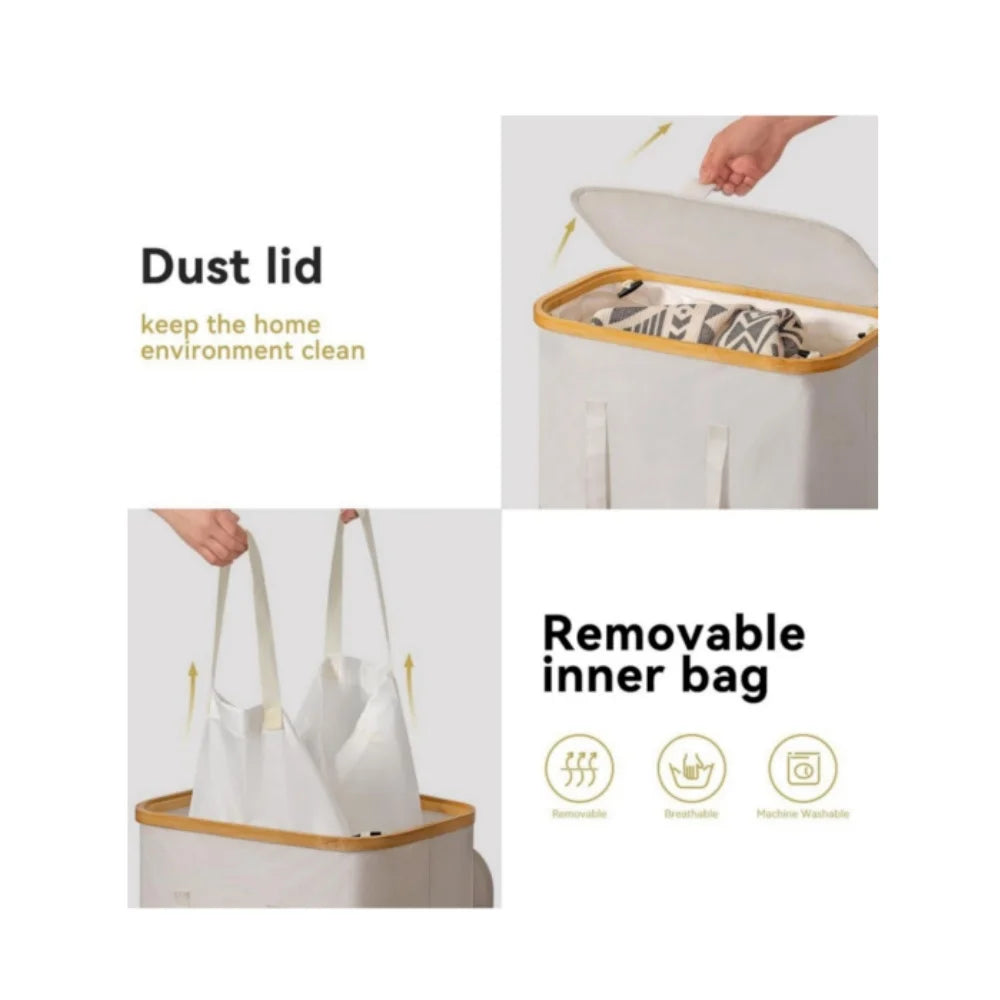 Foldable Laundry Basket with Wheels & Detachable Liner