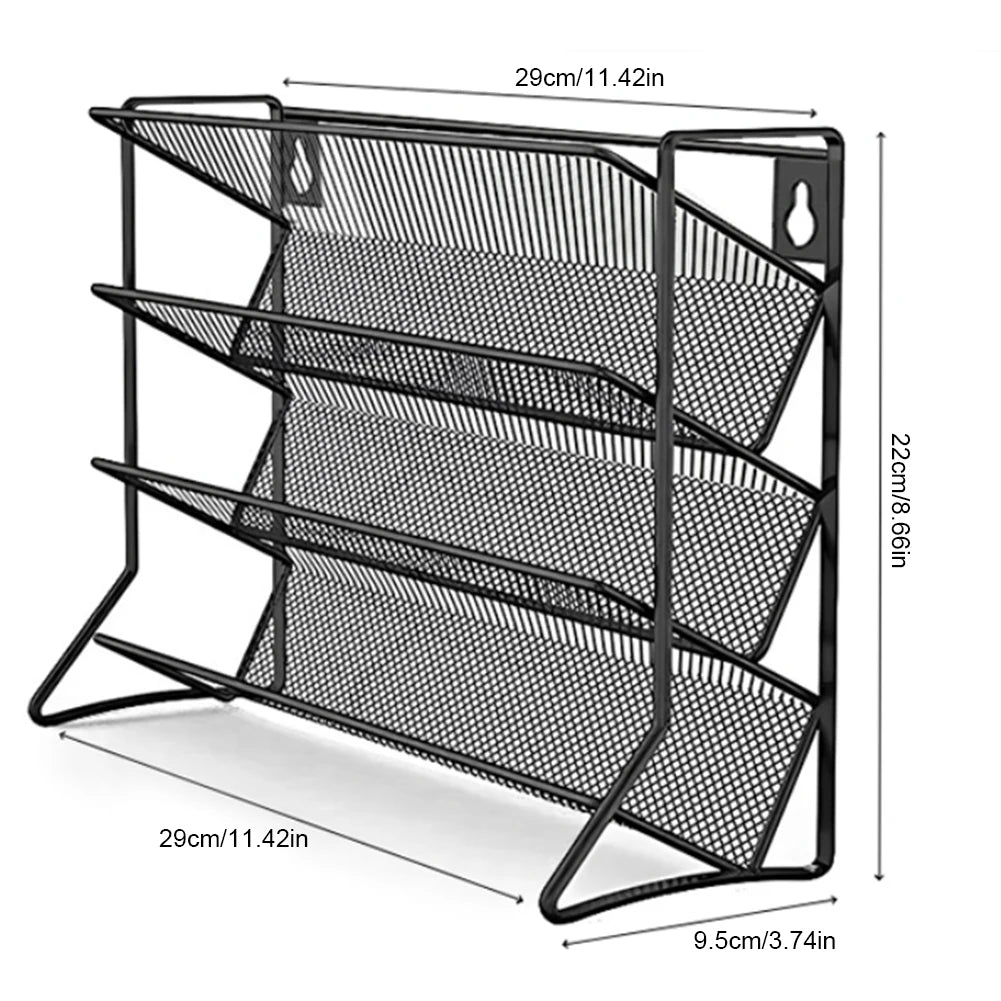 4-Tier Carbon Steel Spice Rack — Desktop or Wall-Mount, No-Drill