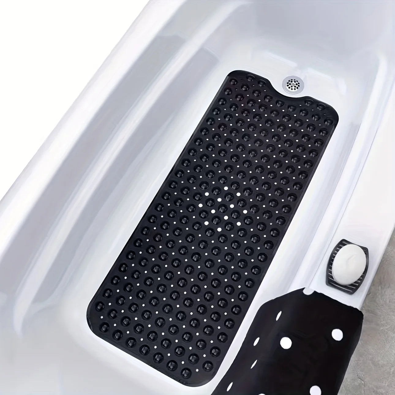 PVC Non-Slip Shower Mat with Suction Cups & Drain Holes — Machine Washable