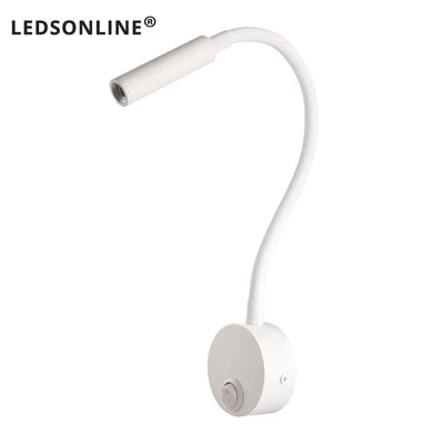 3W LED Reading Wall Lamp — Flexible, Plug-In, Black, Silver or White