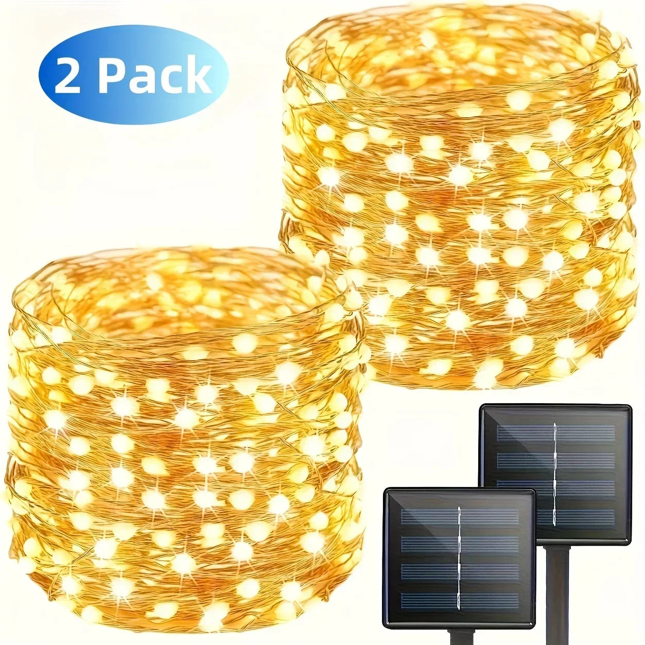 Solar Copper Wire Fairy Lights — 8 Modes, Waterproof, Indoor & Outdoor