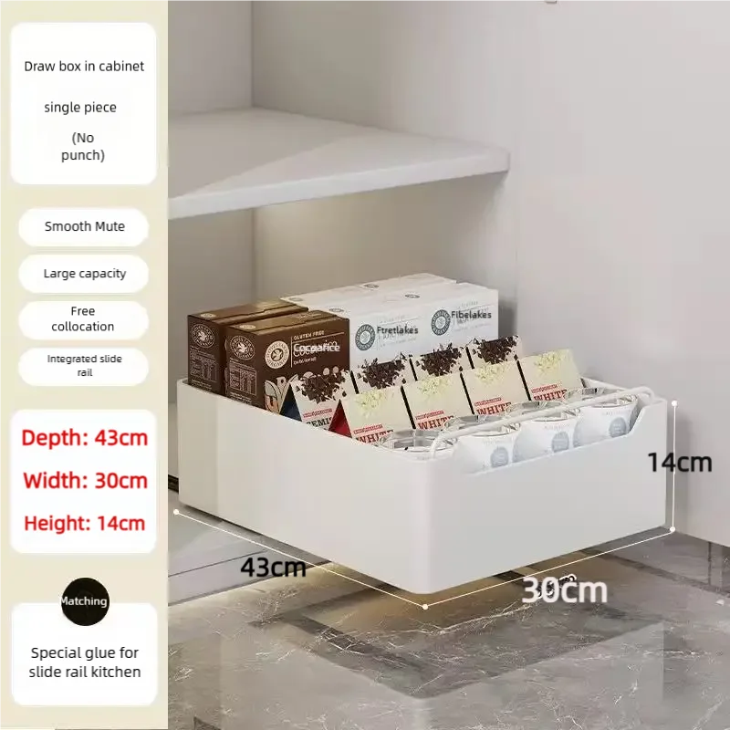 Pull-Out Cabinet Storage Rack with Slide Rails — No-Drill, Smooth & Quiet