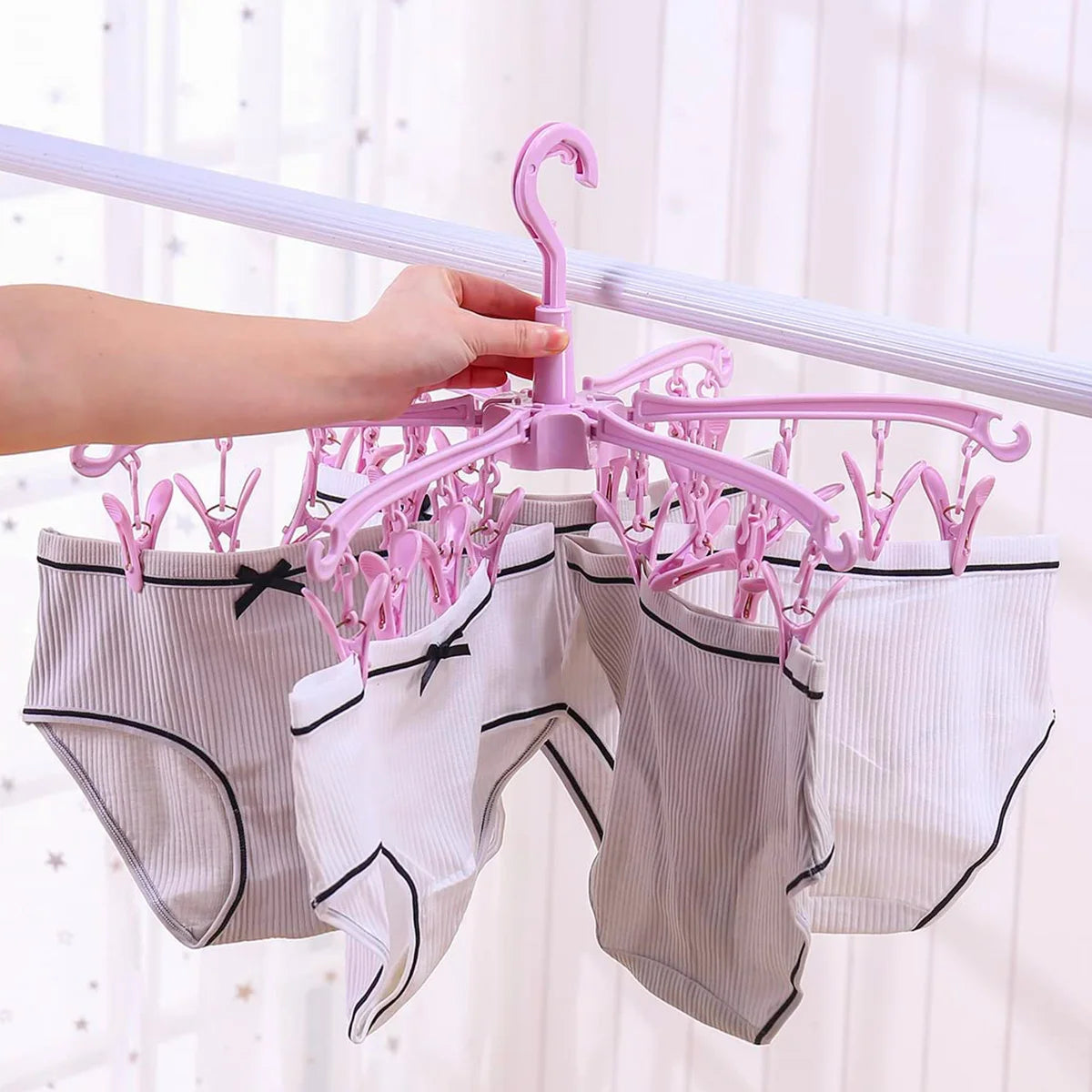 24-Clip Folding Rotatable Sock Hanger