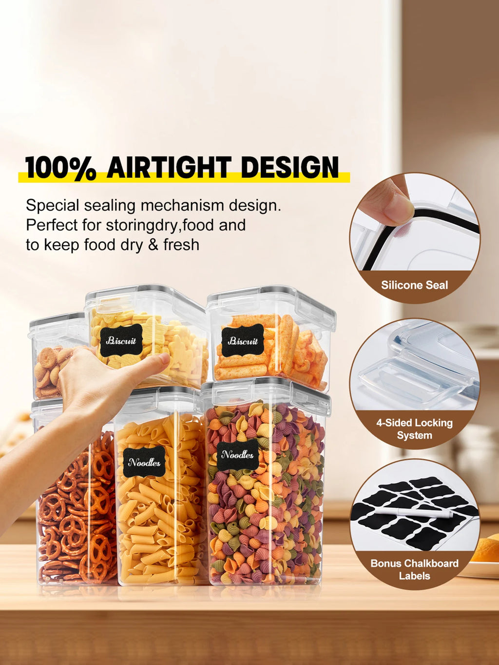 Airtight Food Storage Containers with Lids — Set of 24 or 48