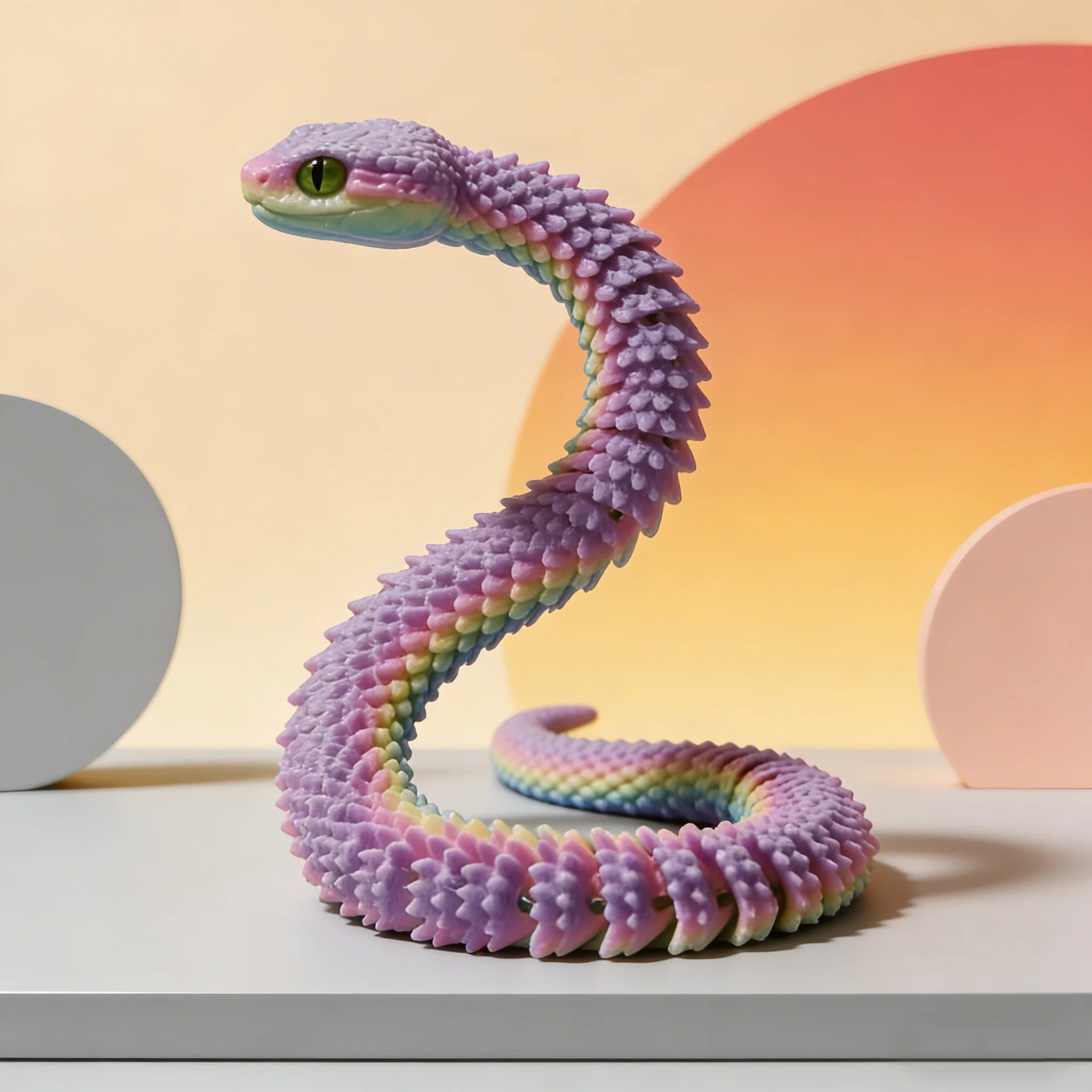 3D Printed Articulated Snake Figurine — 30 cm Chinese Zodiac Collectible