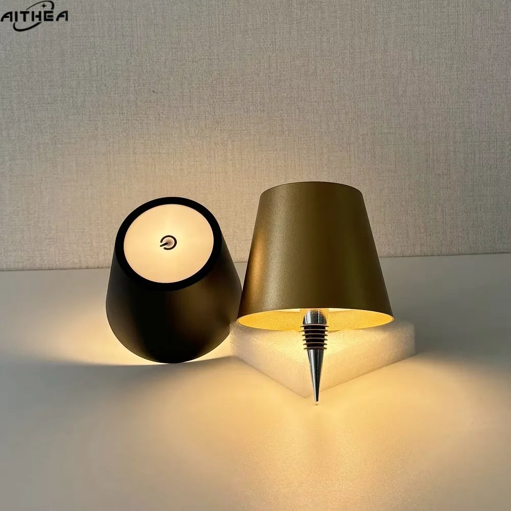 Wireless LED Wine Bottle Table Lamp — Touch Dimming, 3 Colour Temperatures