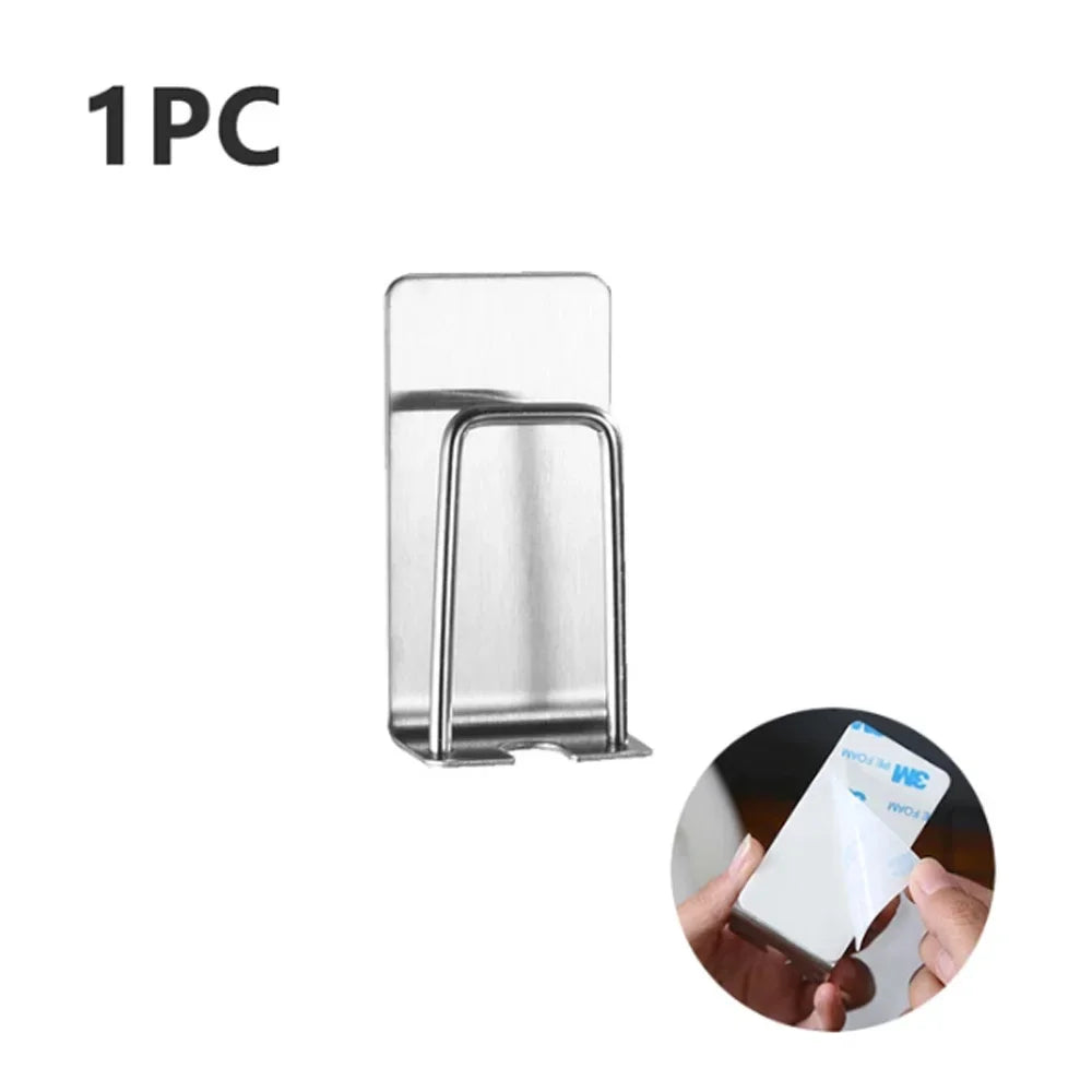 2-in-1 Stainless Steel Toothbrush & Cup Holder — No-Drill Wall Mount, 7.9×4cm
