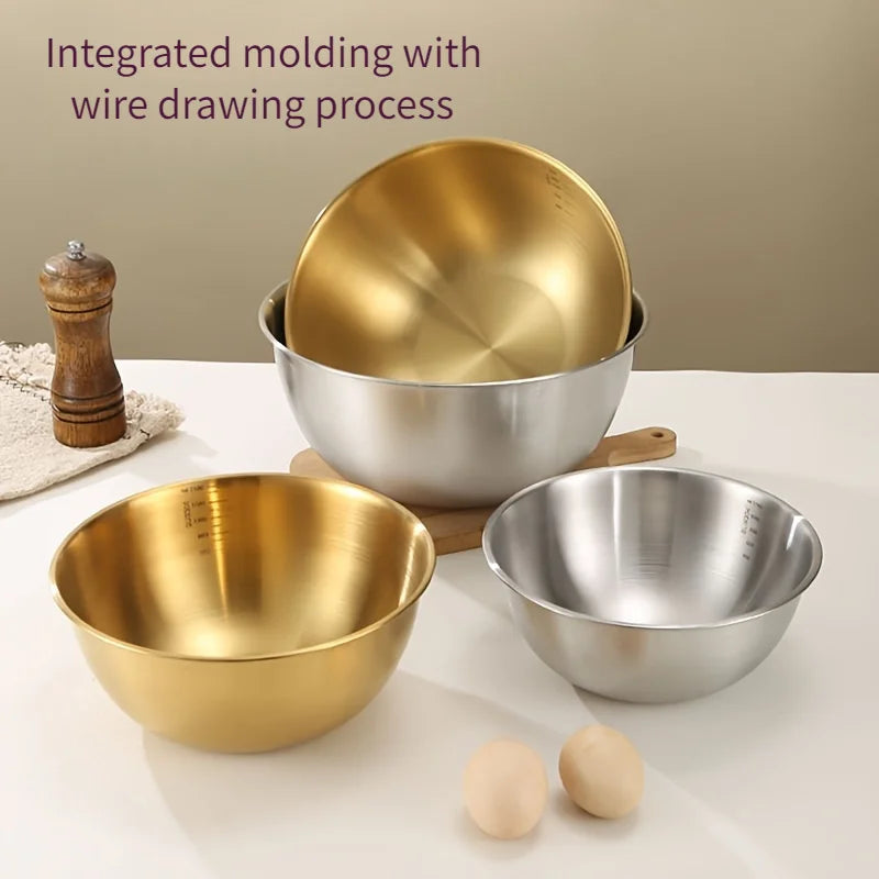 Stainless Steel Mixing Bowl Set of 3 — For Mixing, Kneading & Salads